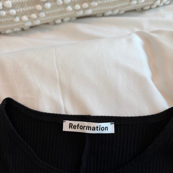 Reformation Kensey Cut Out Jersey Mini Dress Ribbed Size S Black - Picture 4 of 7